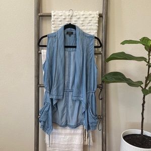 1250*C Chambray Waterfall Vest W/ Tie - Size S